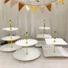 Assiettes décoratives décoration d'anniversaire de table de dessert étagère d'affichage de style européen Buffet Break Plastique Cake Dim Sum Tray