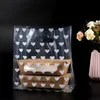 Gift Wrap 50 heart-shaped plastic gift bags transparent thick shopping with handles commercial handbags retail boutique packagingQ240511