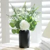 Decorative Flowers 1pc-32CM Simulation Mini Peony Leaf Grass Tree Flower Branches Living Room Table Decoration Artificial Green Plant