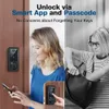 - Lock de porte d'entrée sans clé d'empreinte digitale avec application Bluetooth, clavier électronique, touches de rechange, carte IC, codes, IP65 Sécurité imperméable Smart Deadbolt Installer facile