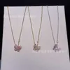 Designer Necklace Vanca Luxury Gold Chain Four Leaf Clover Butterfly White Fritillaria for Women 18k Rose Gold Earrings with Full Diamond Collarbone Chain