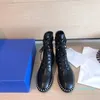Schnürpearl-Knöchelstiefel Martin Boots Luxusdesigner Wildleder-Stiefel Frauenschuhe Plattform gerundete Zehenscharde Stiefel Fabrikschuhschuhe