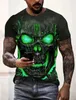 T-shirts masculinos 2023 MONS T-shirt Moda Casual Retro Death Skull 3D Impresso Summer O-deco