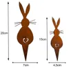 Rusty Pâques Iron Rabbit Egg Silhouette Cross Garden Insert Courtyard Decoration