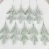 Fleurs décoratives décor de Noël 5pcs simulation de pins Pine avec poudre de neige en plastique 5 fourches accessoires de mariage fausse plante Greeny Home