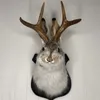 Antlers Rabbit Head Statue Home Decoration 3D Abstract Sculpture Wall Hang Decor Animal Statues Living Room Mural Art Craft 240510