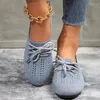 Casual Shoes 2024 Autumn Women's Fashion Lace Up Mesh Breathable Flat Round Toe Walking Shopping Mom