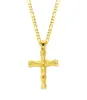 14K Solid Gold Gf 3mm Italian Figaro Link Naszyjnik 24 "Jezus Crucifix Wiselant Womens4644186