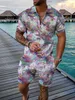 Suisses de survêtement masculines vintage hawaii polo 2pcs sets 3D Luxury Print Shirt 2pcs Set Polo Polo + Shorts Holiday Style Fashion Man Clothes Q2405010