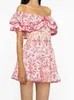 Casual Dresses Boho inspirerade av axel miniklänning Bomullsbroderi ögonen Ruffled ärmar Summer Chic Ladies Party 2024