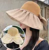 Bérets Large Brim Sun Hat Femmes Summer Sunshade Color Couleur Glue Anti-UV Bucket Protection coréenne Version Cap pêcheur