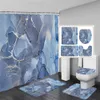Zasłony prysznicowe Streszczenie różowy marmurowy zestaw zasłony prysznicowej Złota teksturowana nowoczesna geometryczna sztuka sztuka łazienka wystrój drzwi dywan do kąpieli mata toaleta pokrywka
