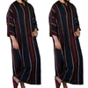 Ubranie etniczne muzułmańskie jubba thobe ubranie męskie bluza z kapturem Ramadan Spring Autumn Abaya Dubai Trkiye Islamskie odzież Męskie luźne Stripel2405