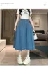 Skirts Irregular Denim Skirt Women's Light Blue High Waisted A-line Umbrella