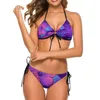 Costumi da bagno femminile tropicale arte floreale bikini set sexy fiori viola costumi da bagno bikini rave rave da bagno fantasia da 2 pezzi