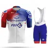 I fan sono in cima a magliette nuove estate FDJ 2023 Team Bicycle Jersey Racing Abbigliamento per montagna traspirante Maillot Ciclismo Hombre Q240511