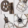 Wall Lamp Iron Lights Industrial Retro Loft Pulley 1 Light Cage Lampshade For Living Room Dining Bar Rust Colour