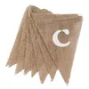 Decorazione per feste 9 pezzi Rustic Garland Hessian Burlap Bunting Jute Roper Banner Bandiere Candy Bar Wedding