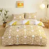 Sängkläder set sommar hem textil blommönster lakan täcke täcke kudde set 4
