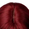 Wig Womens Wine Red Long Hair Straight bangs Chemical Fiber Full Head Set Daily Coswigs