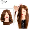 Mannequin Heads Professionelle Friseure Manikin Kopf 18 Zoll 100% Human Hair Styling Training Kosmetikpuppenklammerhalterung Q240510