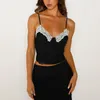 Tanks pour femmes Skinny Camisole Lace Top Top Sans manches V-Neck Party Clubwear Female Summer Cropped Blouses Spaghetti Stracts Camis