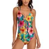 Swimwear Women Bright Flowers Swimsuit White Marker