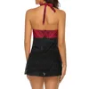 Mutada de banho feminina Biquíni sexy Black Mesh Swimsuit Summer Beach Padrão personalizável cor Bandana 2024 Vermelho