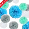 Flores decorativas 5pcs/ lote 15cm/ 20 cm Pomppon papel de papel pom pom poms bolas de flores para a sala de decoração de casamentos suprimentos