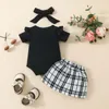 Roupas de roupas nascidas de roupas de bebê com roupas de manga curta preta de manga curta