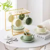 Kubki Matowa ceramiczna filiżanka kawy i zestaw spodków Matcha Flower Tea Worka stołowa naczynia stołowe małe świeże