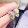 Boucles d'oreilles en peluche naturelle réalité verte de la boucle d'oreille verte du style d'oreille 5 7 mm 0,95ct 2pcs Gemstone 925 Bijoux fin en argent sterling l243210