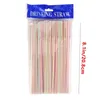 Disposable Cups Straws 100-600 Pcs Elbow Plastic For Kitchenware Bar Party Event Supplies Striped Bendable Cocktail Drinking