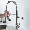 Robinets de cuisine dqok zwart geborsteld lete track down lavabre kraan chaud koud water mixer tap met double uitloop pont gemonteerd