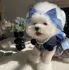 INS Spring Vintage Plaid Pet Prinzessin Kleid Fliege Kurzhundekleid Welpe Bichon Frise Pudel Hundekleidung mit Haarkrawatte Set 240511