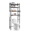 Storage Boxes 4-Tier Metal Over Toilet Organizer With Towel Hooks Bathroom Space Saver Holder And Hanging Basket Small Bathrooms Matte