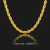 Hip Hop 24 pouces pouces pour hommes Collier de chaîne de corde à corde jaune Gold Remplid Statal Bijoux Gift 7 mm de large