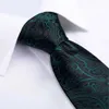Neck Tie Set Men Tie Green Black Floral Necktie For Men Designer Tie Set Hanky Cufflinks Fashion Tie Business Wedding Party MJ-7177