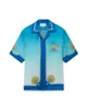 Casablanca Colored Shell шелковые рубашки мужчина с коротким рукавом гавайский пуговица на пляжную рубашку Casablancas