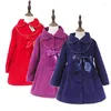 Vestes coablage d'enfants pour les filles hiver chauds mignon arc fille en dente