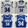 Koszulki do koszykówki NCAA Film Lincoln 34 Jesus Shuttlesworth Jersey College Vintage Jerseys All Szyghed Blue White