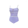 Damskie stroje kąpielowe 2024 Korean Women One Piece Swimsuit Purple Wyściełany wysokiej jakości kostium kąpielowy Seksowna odzież plażowa monokini