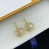 Lyxdesigner örhängen 925s Crystal Pearl Letter Flower Charm Clip Ear Stud Drop Earring Dingle Geometric Hoop Earring Gold Silver Plated Pardrop Women SMYCKE