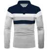 Herren Polos 2023 Neue Spring Mens Polo T-Shirt Langarmes Mode-Sport-Shirt Casual Wide Stripe Polo Herren Polo Revers Top My906L2405