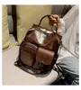 Schulbeutel Trend Frauen Rucksack PU Leder Umhängetasche Vintage große Kapazität Mochila Feminina Brown Travel Brand Daypack