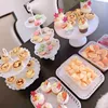 Decorative Plates Birthday Decoration Dessert Table Wedding Display Shelf Party Plastic Cake Tray Dim Sum