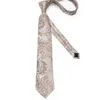 Zestaw krawata na szyję wysokiej jakości krawat szampański Paisley Silk Wedding krawat dla mężczyzn Hanky ​​Mankiet Prezent