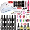 Kits de arte unhas Conjunto de unhas com lâmpada de unha Secador de unhas Drill unha Ergonomic Kit Glue Nail Poliship Art Kit T240510