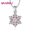 Colliers pendentifs Vente 925 Bijoux en argent sterling blanc / rose cubique Zircon Femmes Snowflake Holiday Gift Collier de mariage