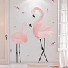 Naklejki okienne różowe flamingo szklane naklejka na ścianę DIY Birds Mural Kalkomanie do dekoracji domowej Wyświetlacz sklepu